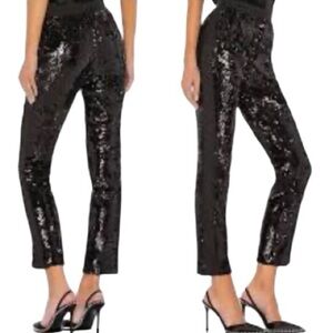 NBD Dinara Cigarette Black Sequin Ankle Pants